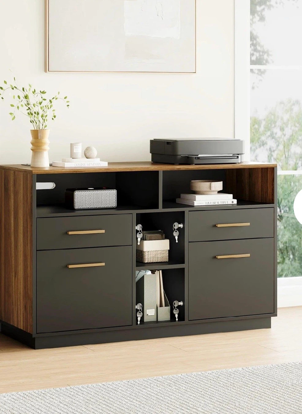 ModernMate Wood File Cabinet with Lock