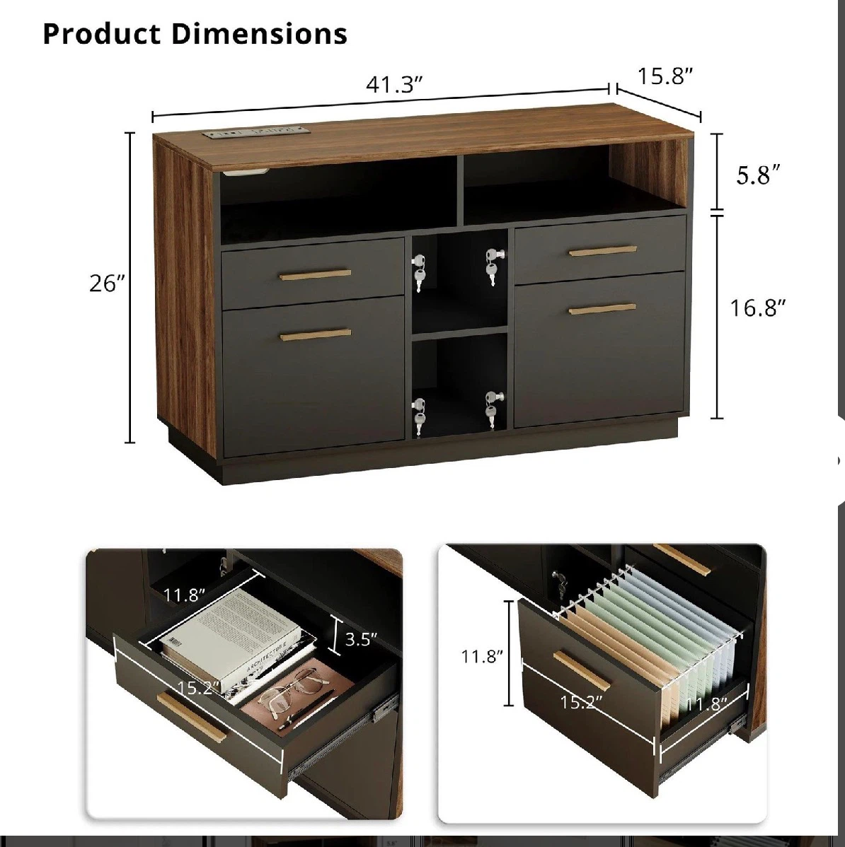ModernMate Wood File Cabinet with Lock - photo 2
