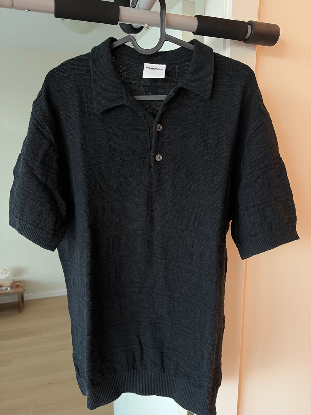 NOMANUAL Black Knit Polo Shirt