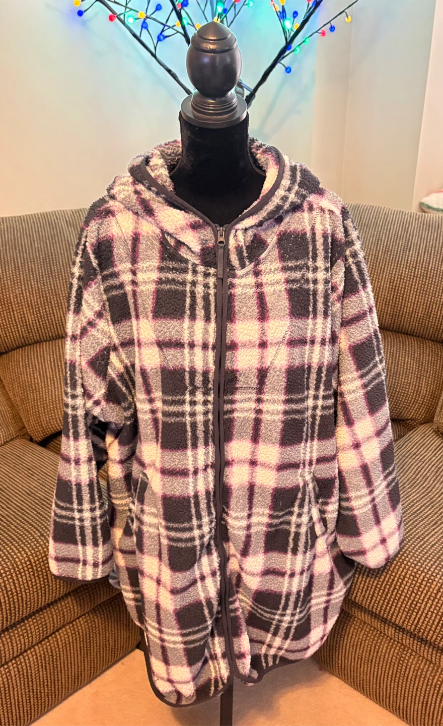 ✨✨Sherpa Plaid Zip-Up Hoodie 5XL