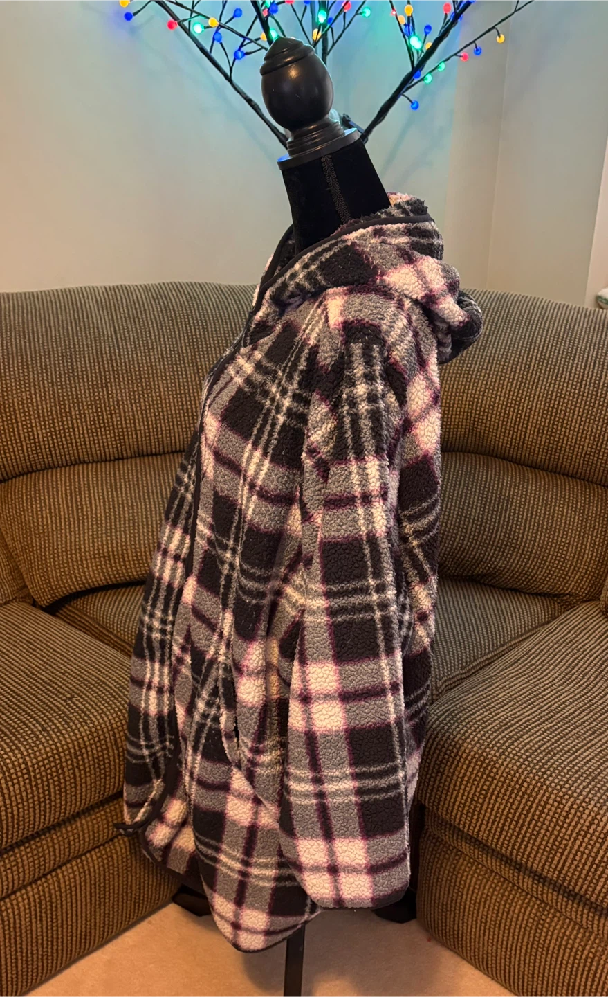 ✨✨Sherpa Plaid Zip-Up Hoodie 5XL - photo 3