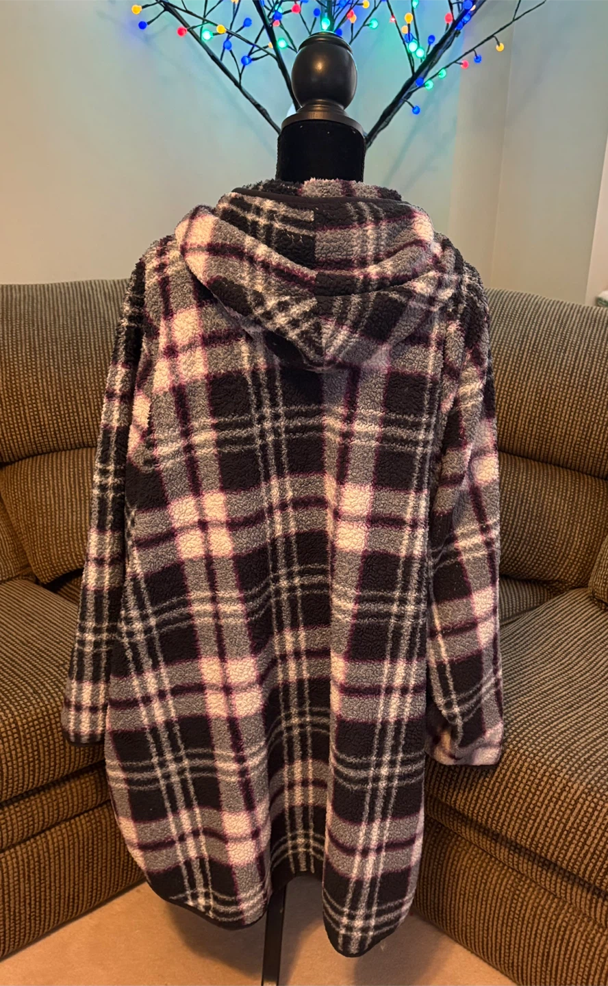 ✨✨Sherpa Plaid Zip-Up Hoodie 5XL - photo 4
