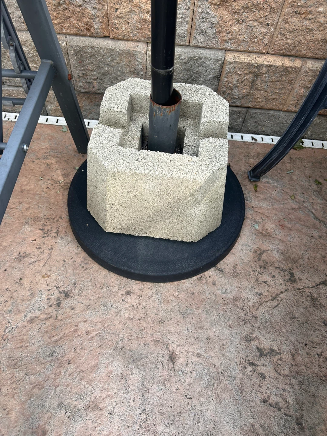 Concrete Umbrella Base with Metal Pole Holder