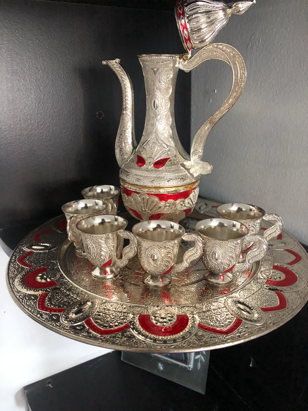 Decorative Coffee Pot and Cups Set