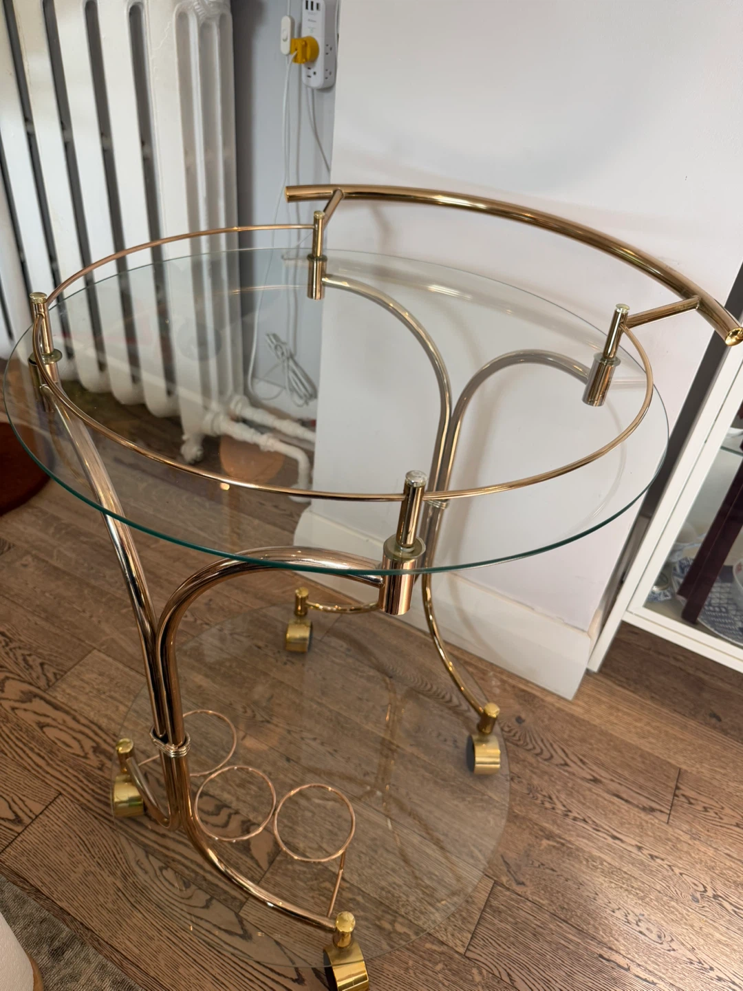 Gold Tone Glass Bar Cart - photo 2
