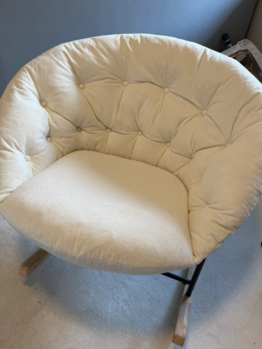 Cream Tufted Round Accent Chair