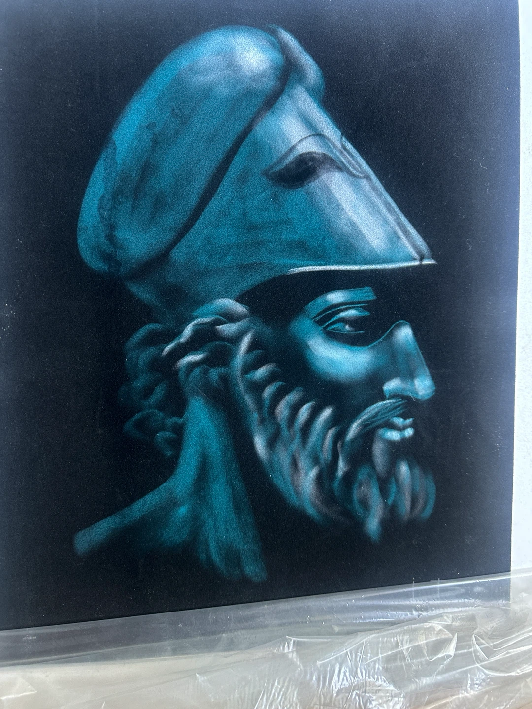 ORIGINAL VINTAGE MCM GREEK PERICLES PORTRAIT VELVET PAINTINGS - photo 2