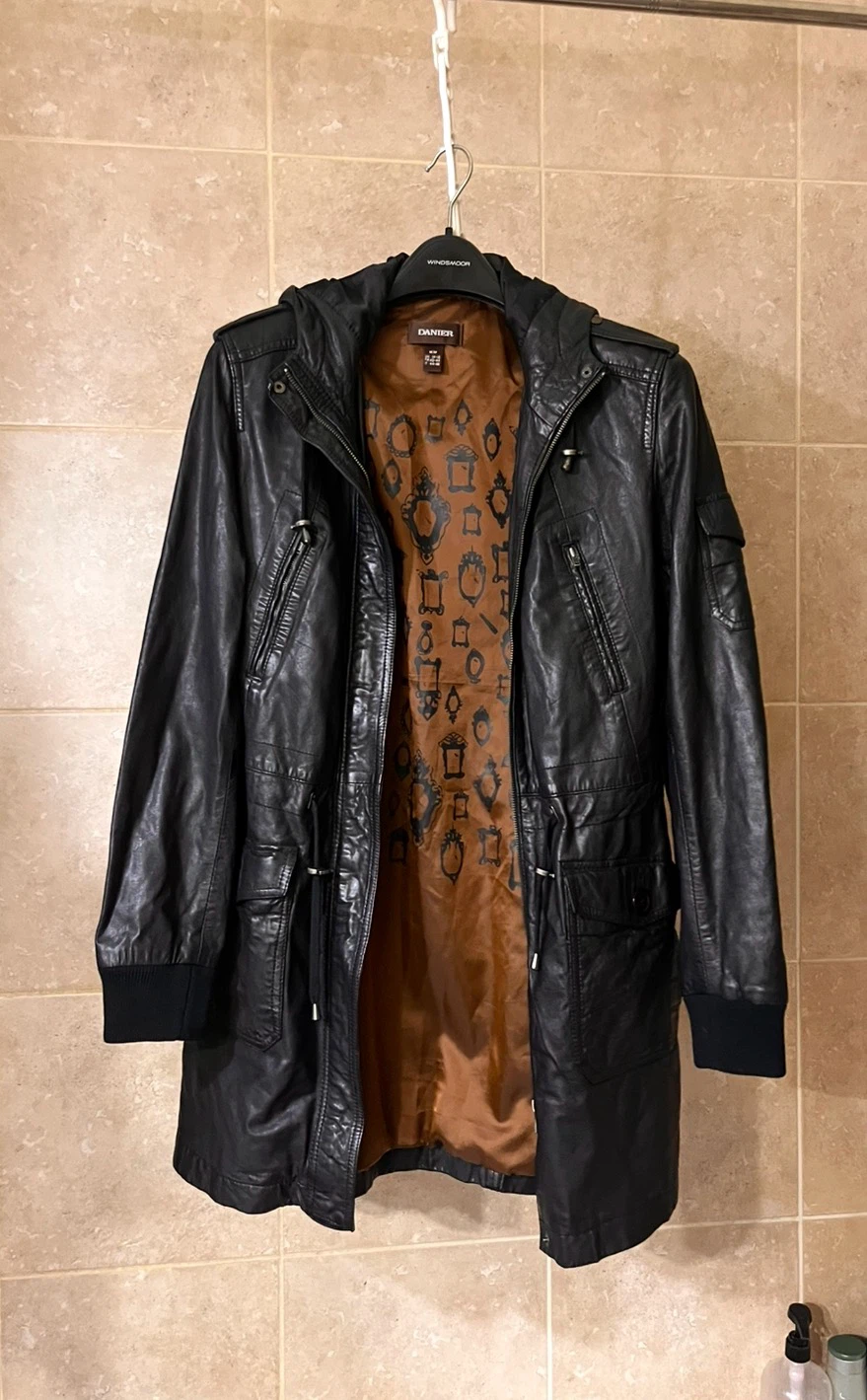 Danier Black Leather Hooded Jacket