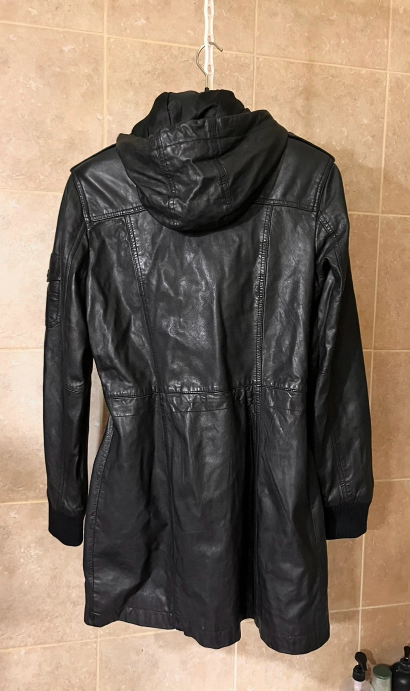 Danier Black Leather Hooded Jacket - photo 4