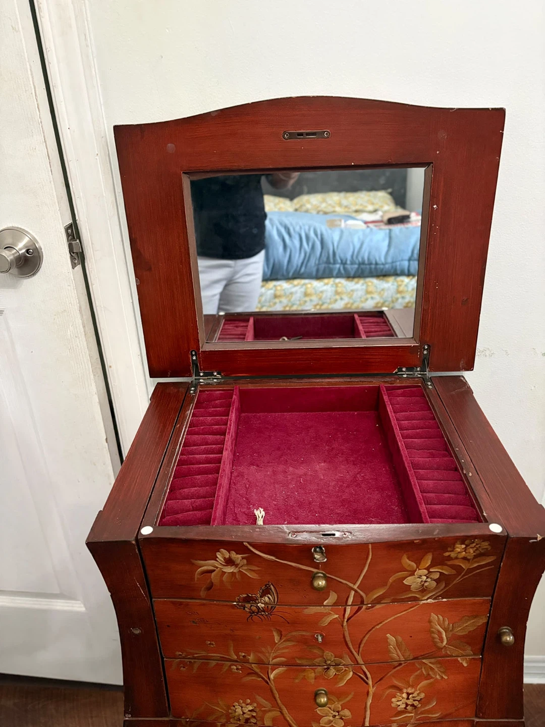 Wooden Jewellery Armoire with Mirror