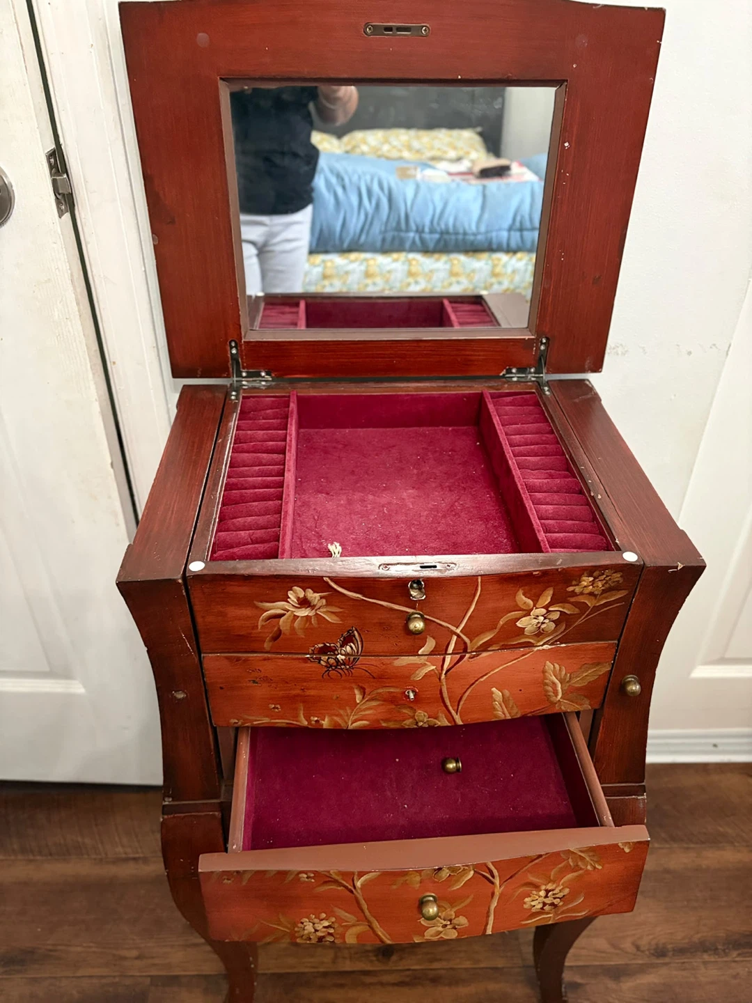 Wooden Jewellery Armoire with Mirror - photo 2