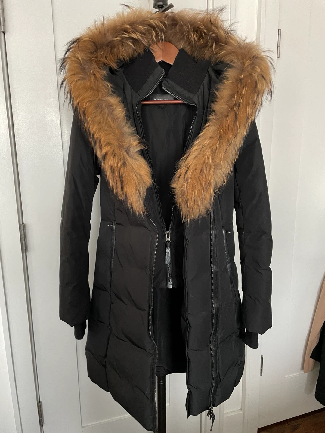 Mackage Black Down Coat with Fur Hood