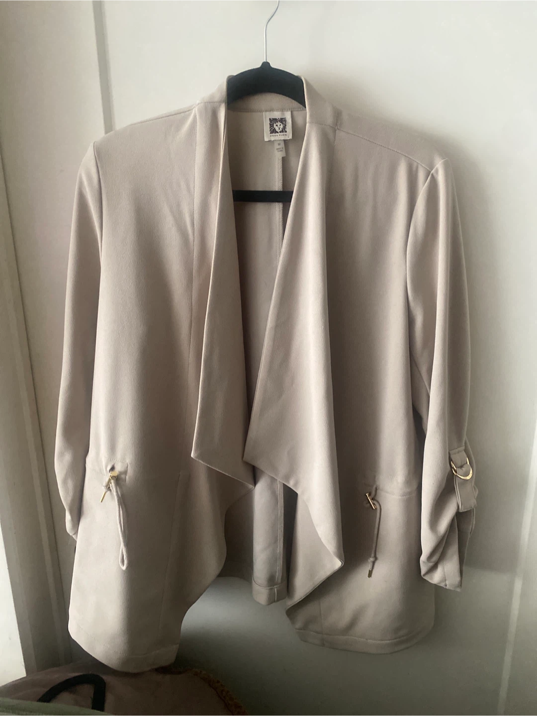 Anne Klein Open-Front Jacket Beige Size M