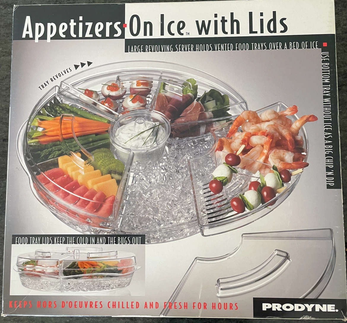Appetizer’s on ice revolving server tray