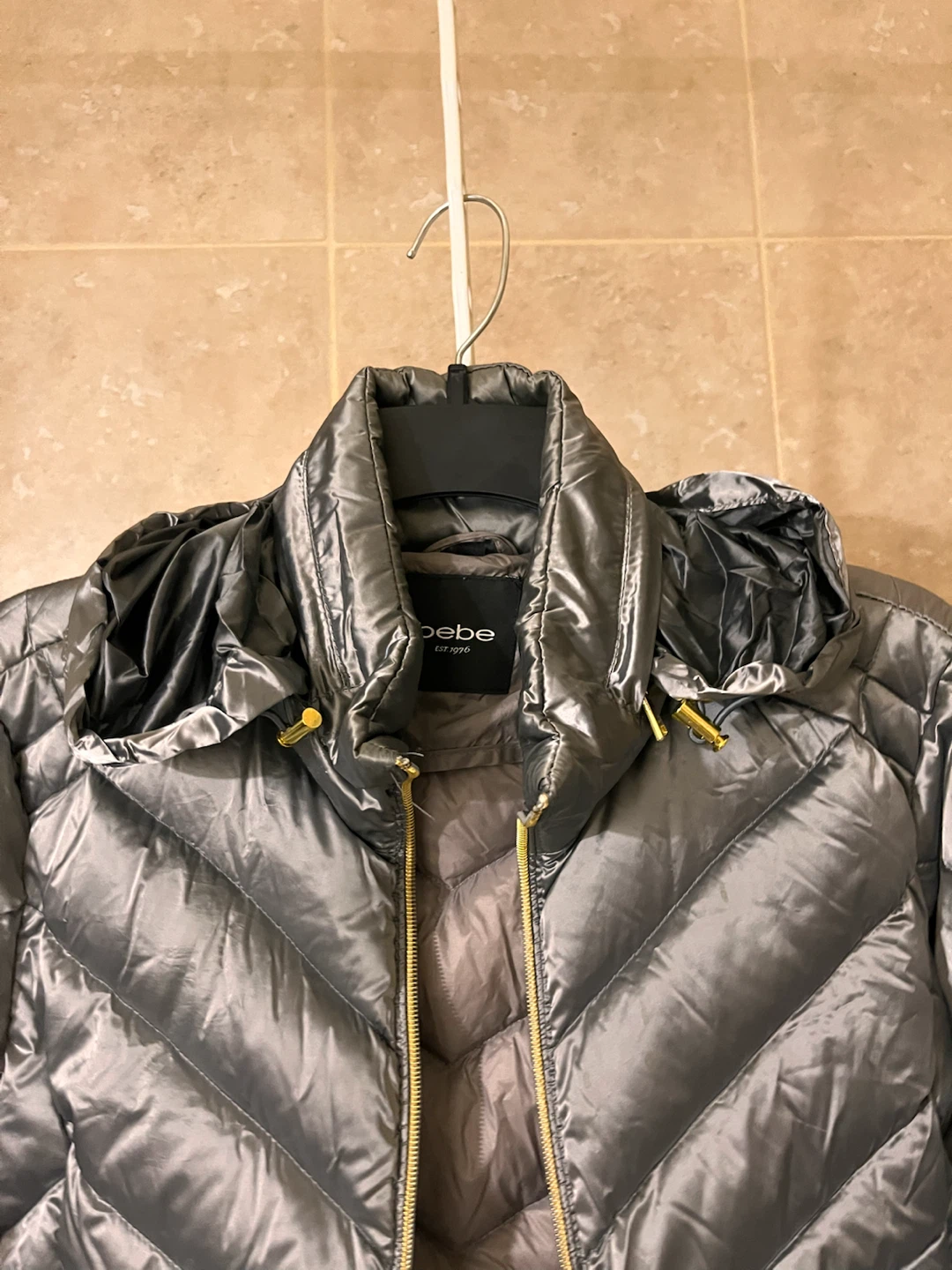 bebe Grey Quilted Puffer Jacket - photo 4