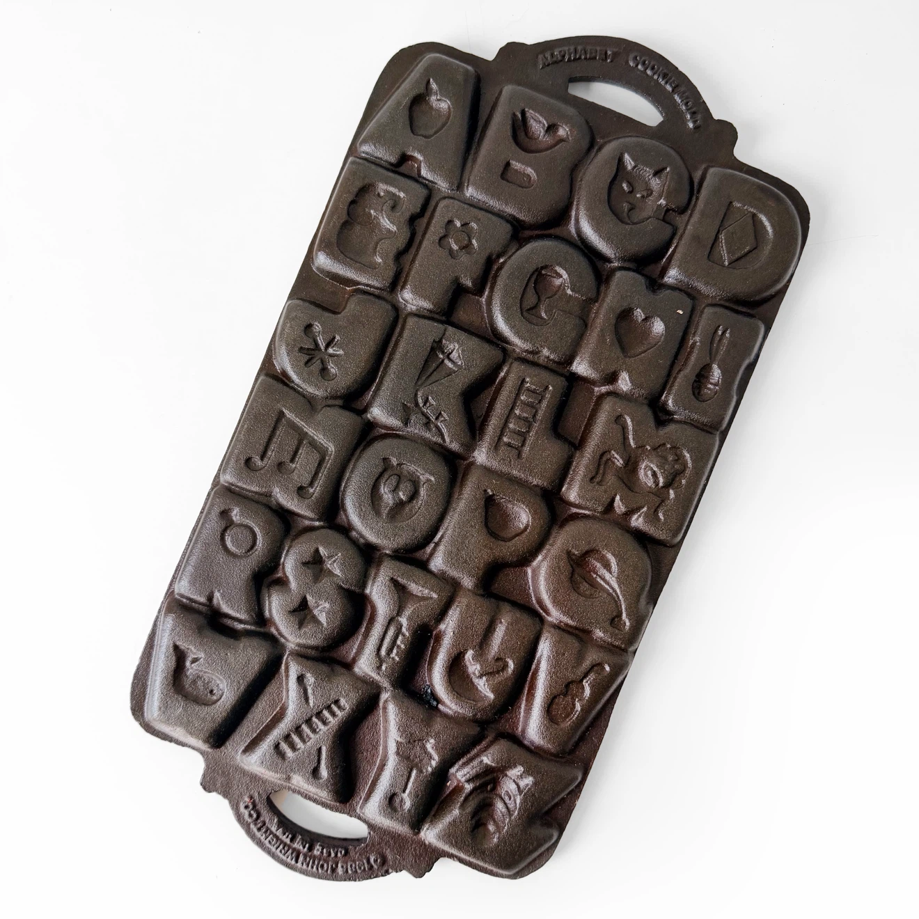 Vintage 1985 Cast Iron Alphabet Cookie Mold