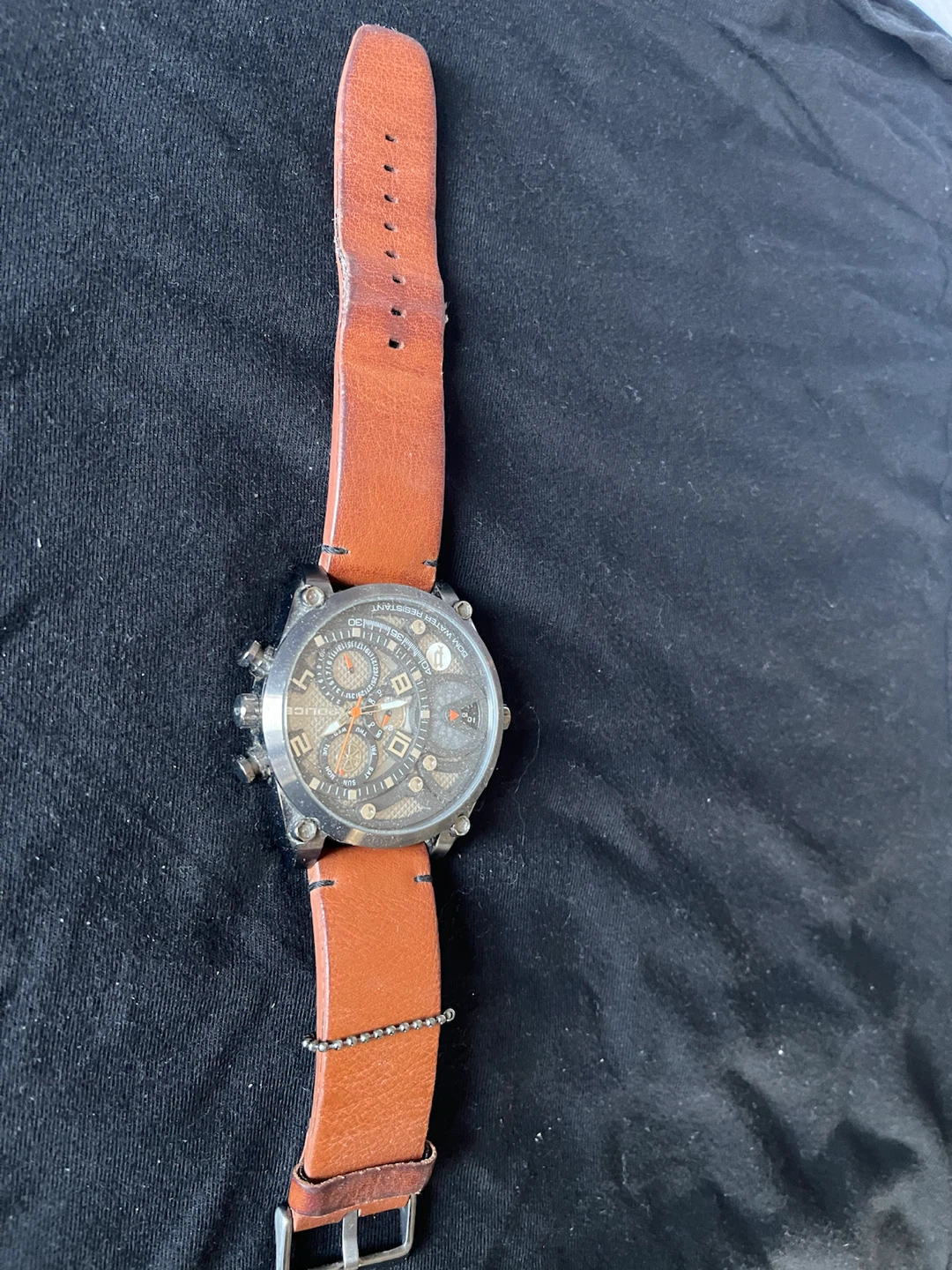 Police Analog Watch with Leather Strap - photo 2