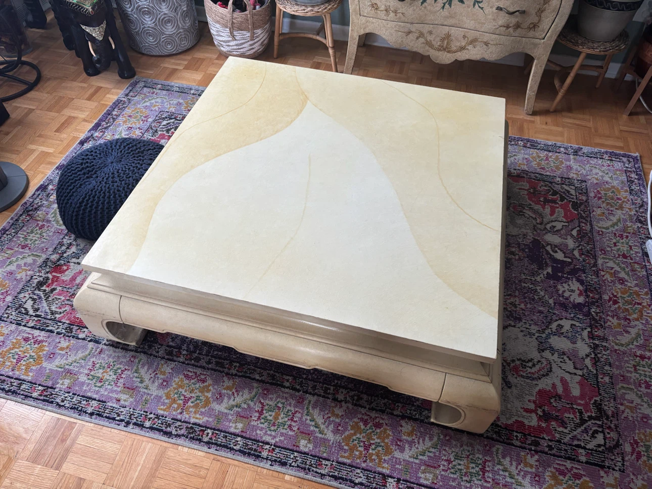Large Square Cream Coffee Table