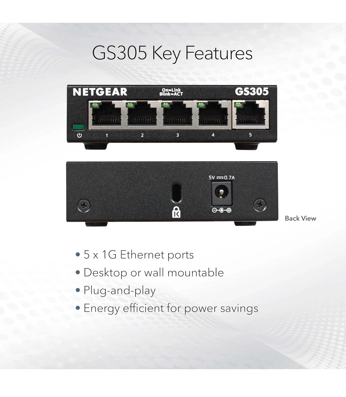 Netgear GS305 5-Port Gigabit Ethernet Switch - photo 3