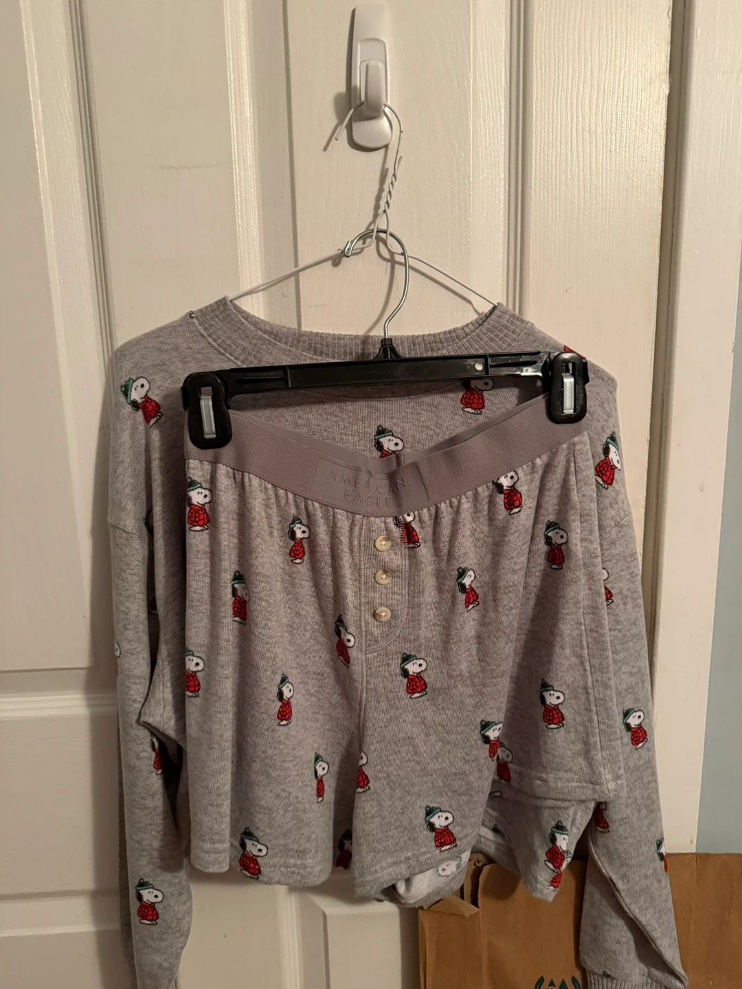 American eagle snoopy puffer pjs set size Xs