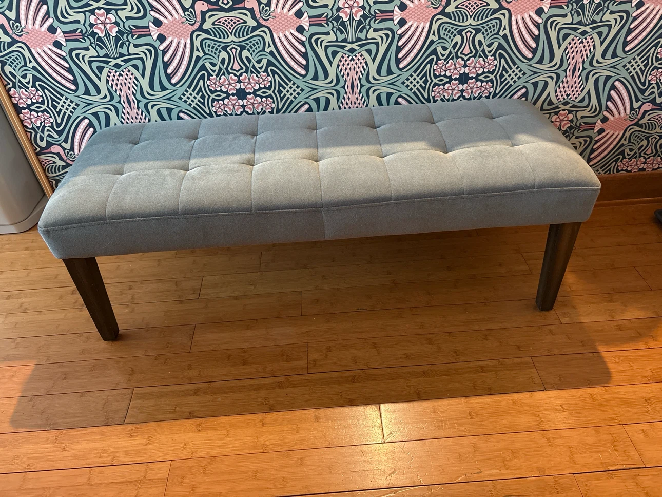 Grayish blue, Upholstered Tufted Bench
