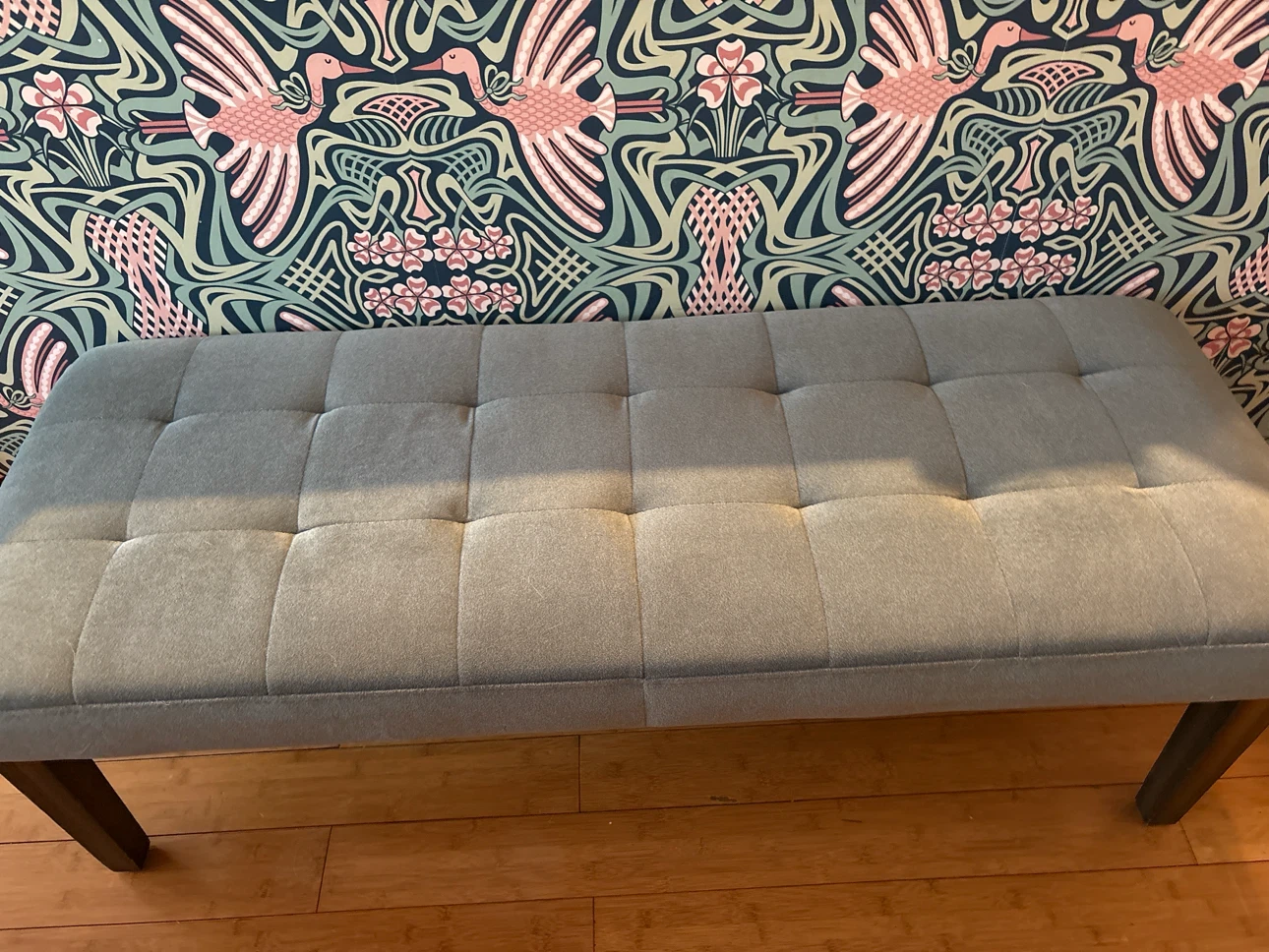 Grayish blue, Upholstered Tufted Bench - photo 2