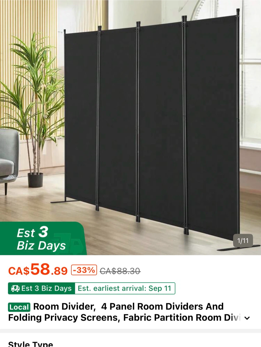 2 panel Folding Room Divider - photo 3