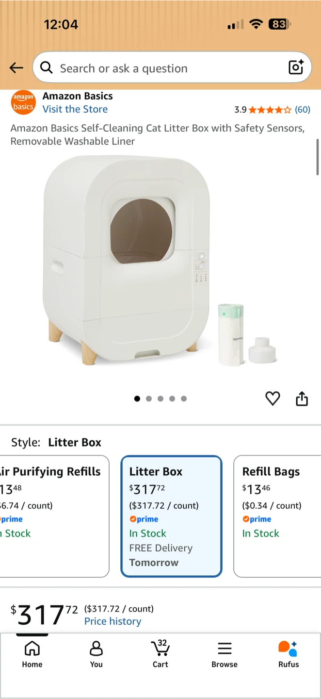 (H965) Amazon Basics Self-Cleaning Automatic Cat Litter Box