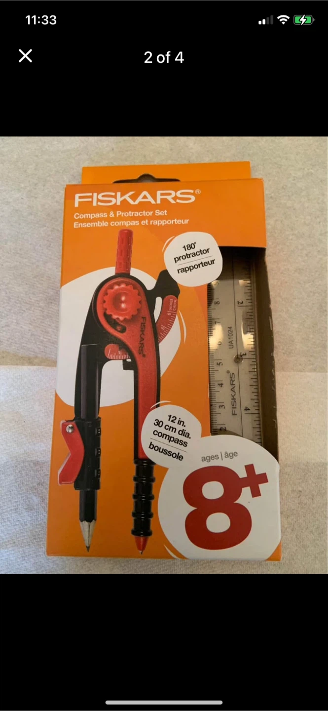 Fiskars School Supply Bundle: Compass, Protractor, and Scissors - photo 2