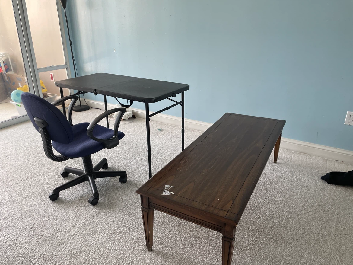 Black Folding Portable Table with chair