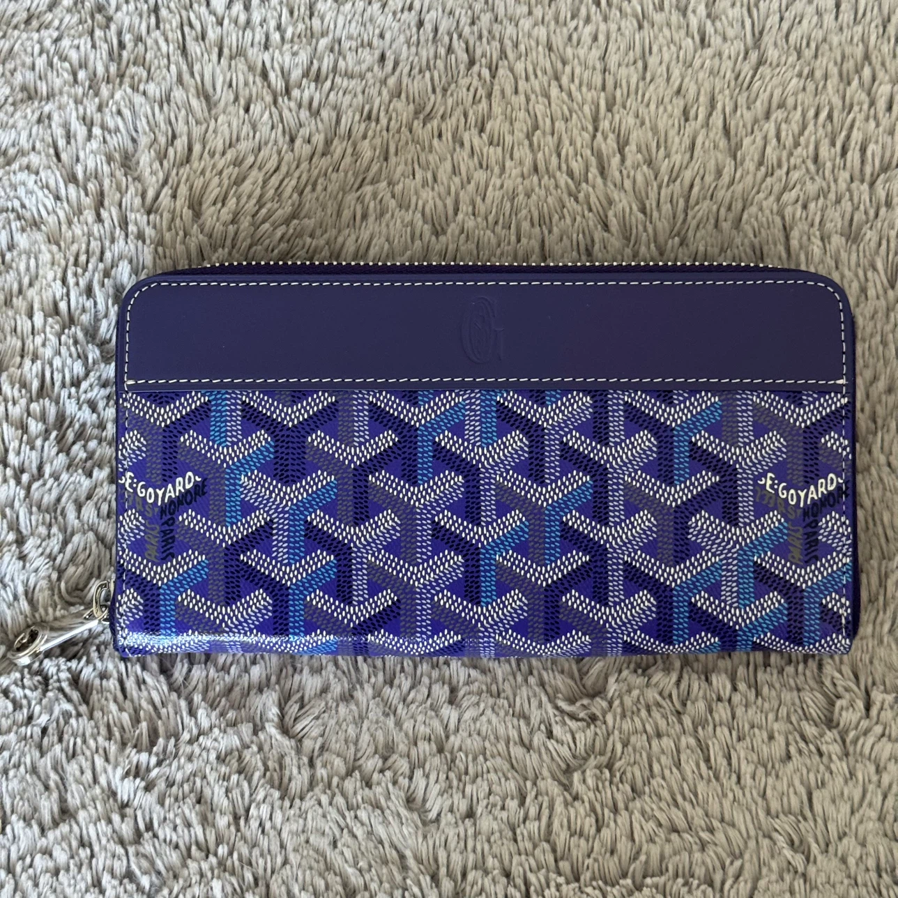 Goyard Blue Canvas Zippered Wallet