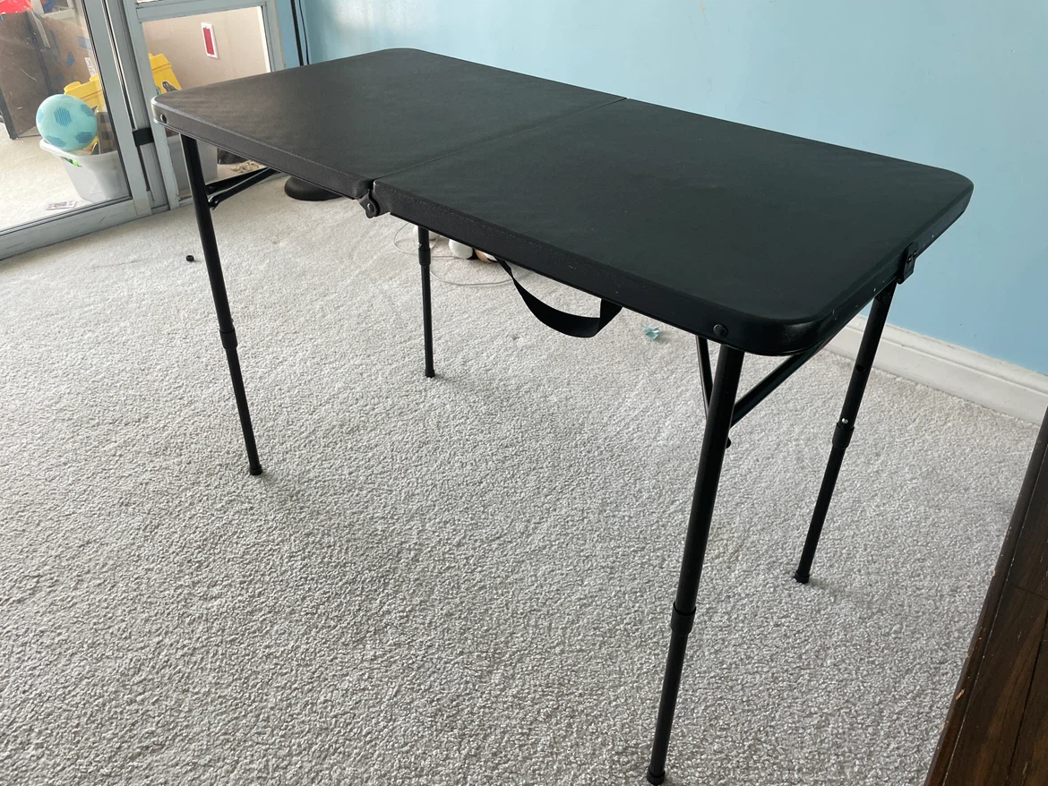 Black Folding Portable Table with chair - photo 2