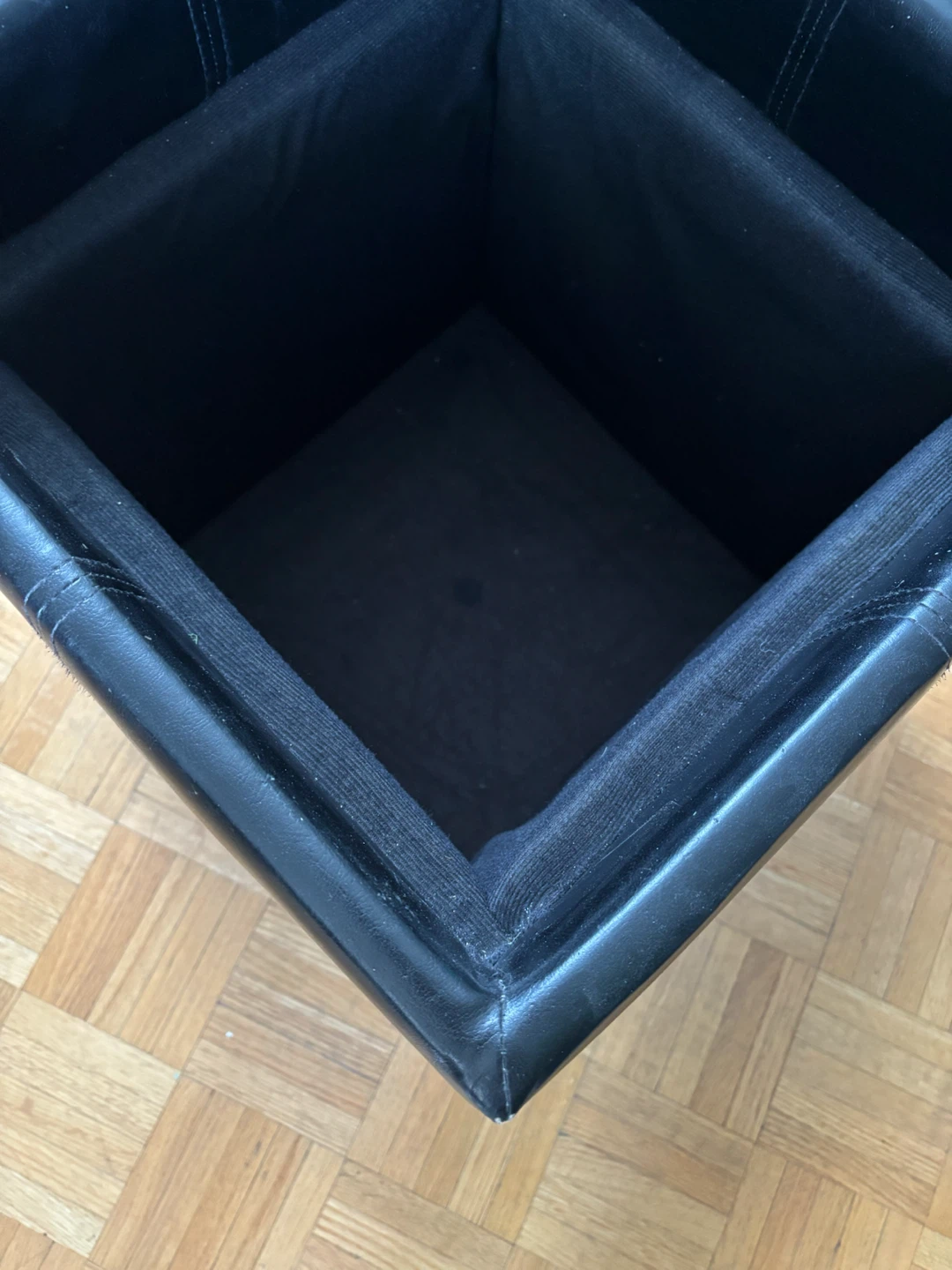 Black Leather Storage Ottoman with Tray - photo 4
