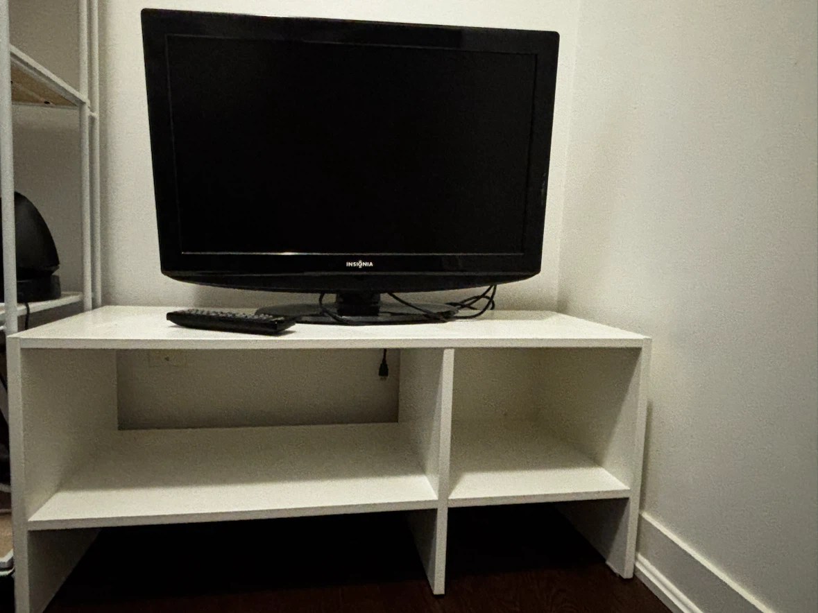 Insignia Television with Remote & White TV Stand