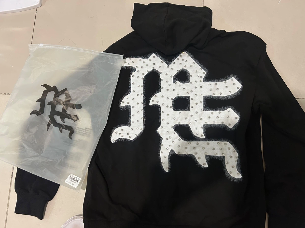 Mixed Emotion Rhinestone Hoodie Black Size L - photo 3