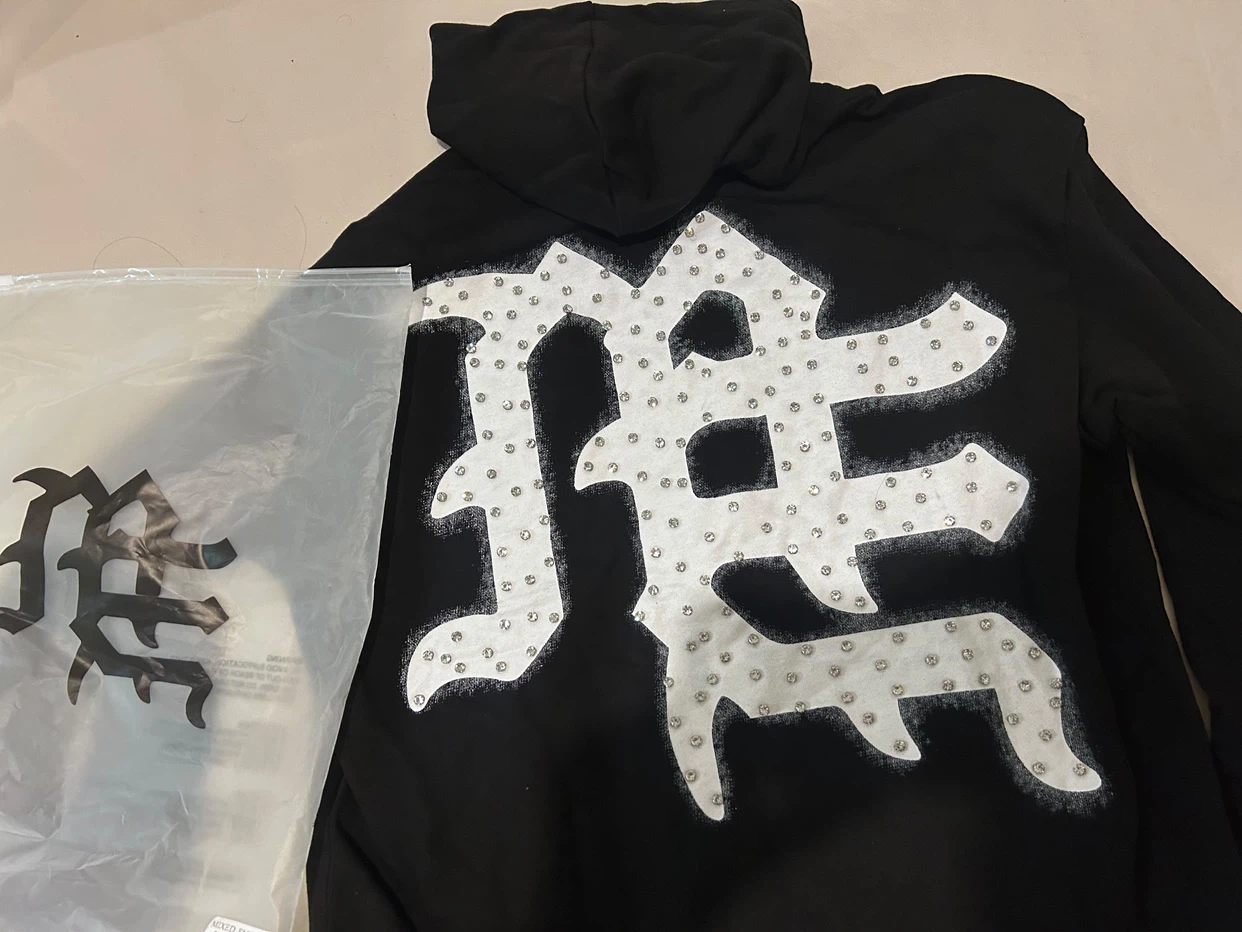 Mixed Emotion Rhinestone Hoodie Black Size L - photo 4