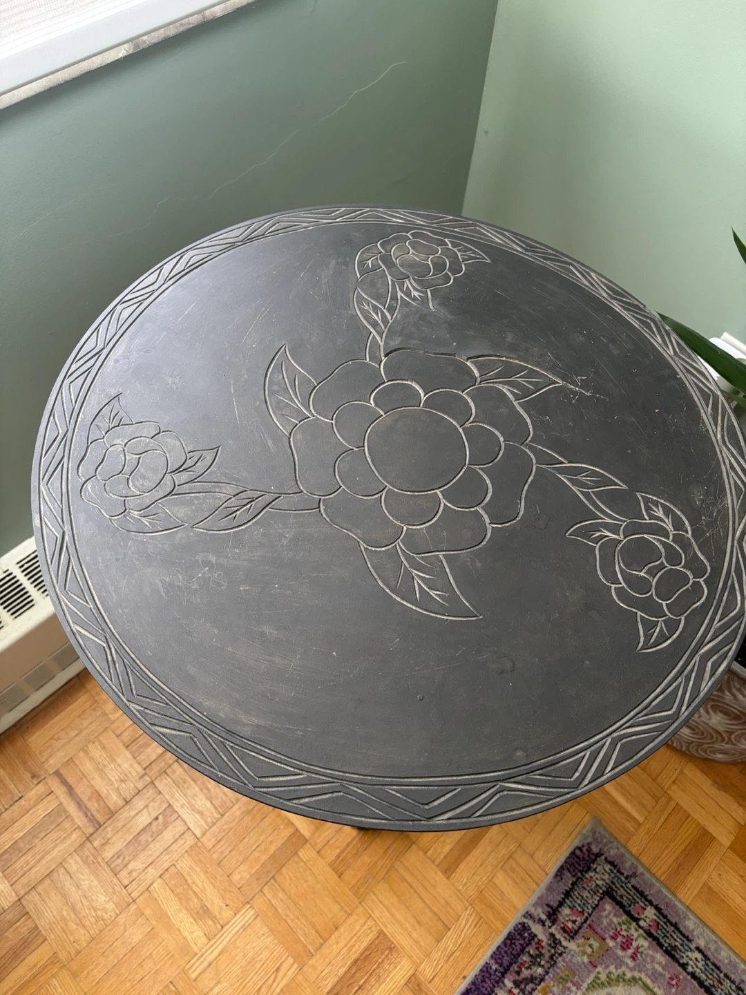 Carved Wooden Elephant Side Table - photo 2