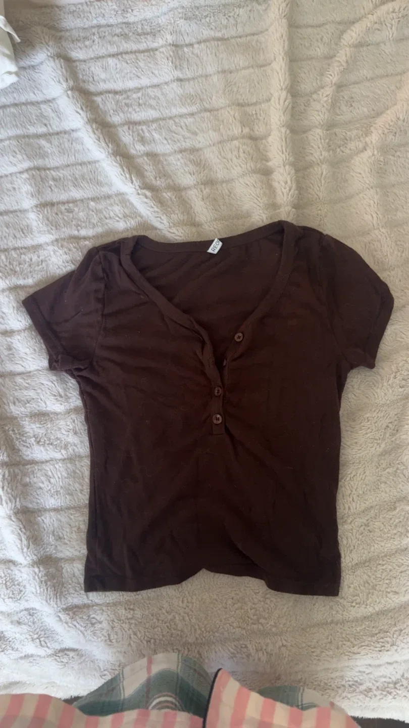 Cropped Brown Button Shirt
