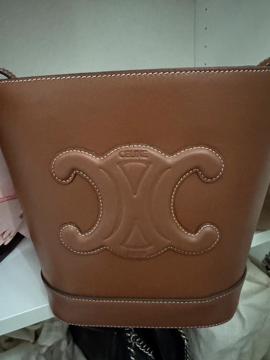 Celine Brown Leather Bucket Bag