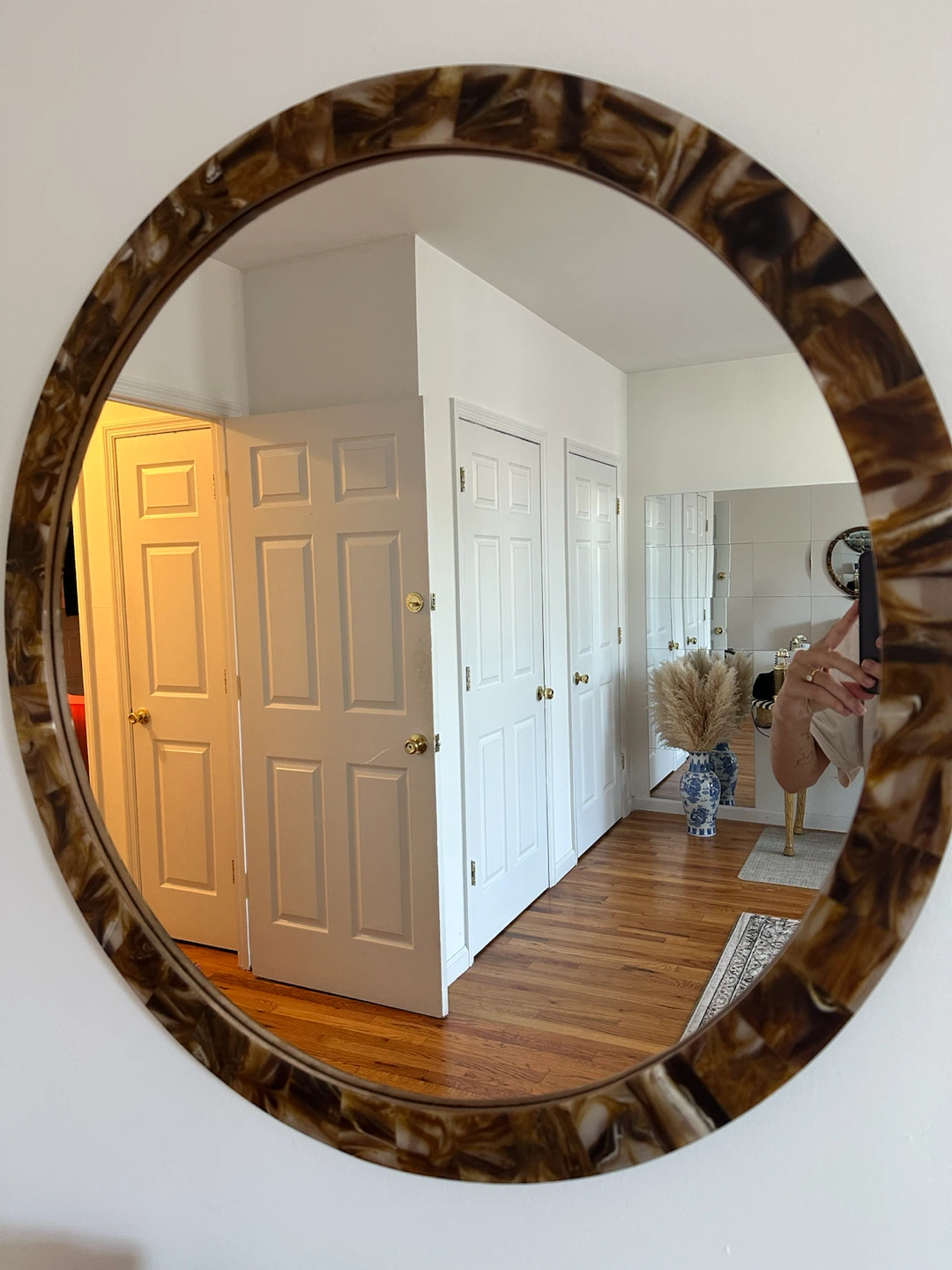 Large Round Tortoiseshell-Style Mirror (Set of 2)