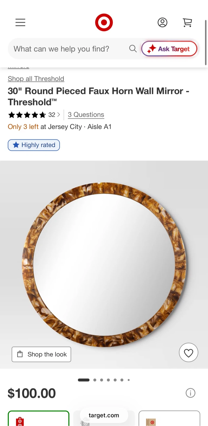 Large Round Tortoiseshell-Style Mirror (Set of 2) - photo 5