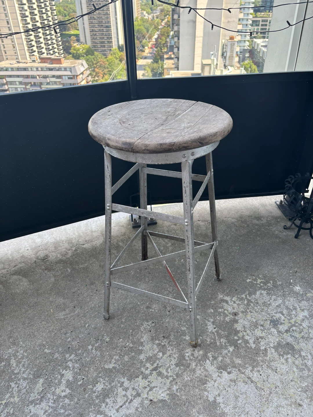 Industrial Vintage Wood and Metal Bar Stool