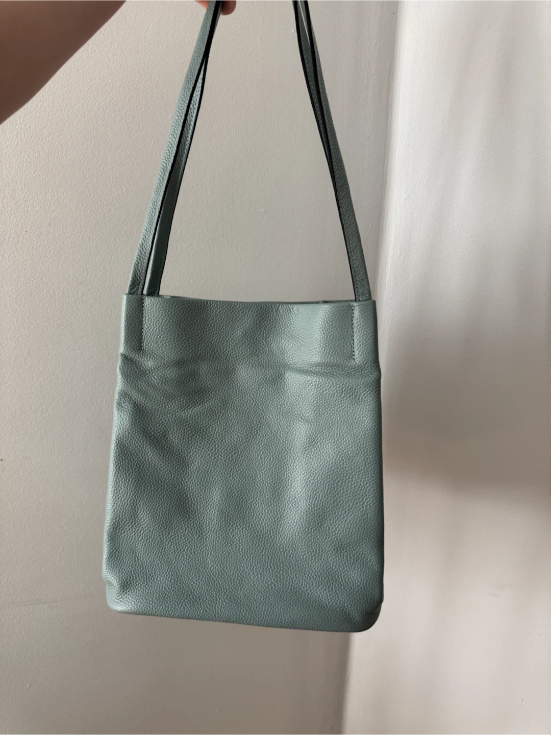 Sage Green Leather Shoulder Bag