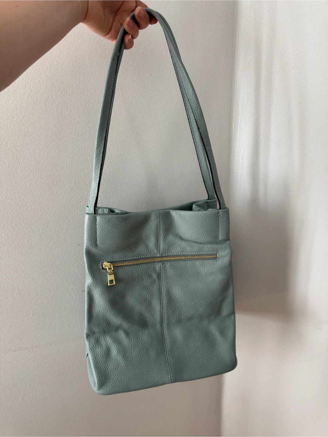 Sage Green Leather Shoulder Bag - photo 3