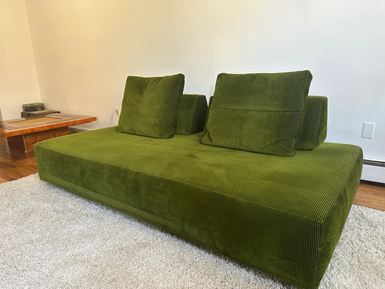 Green Corduroy Floor Sofa/ Daybed