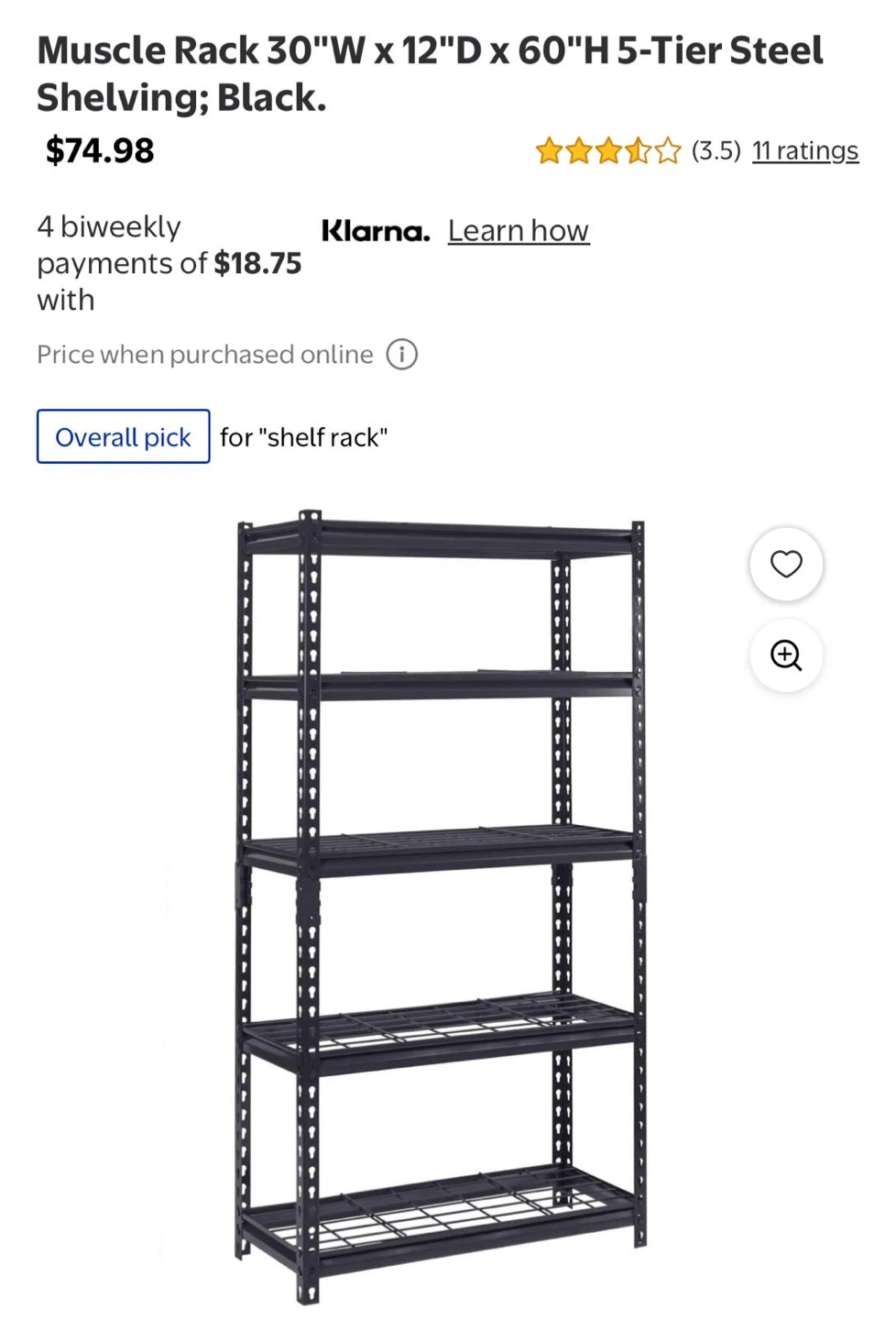 Brand New Rack 5-Tier Steel Shelving Unit - Black