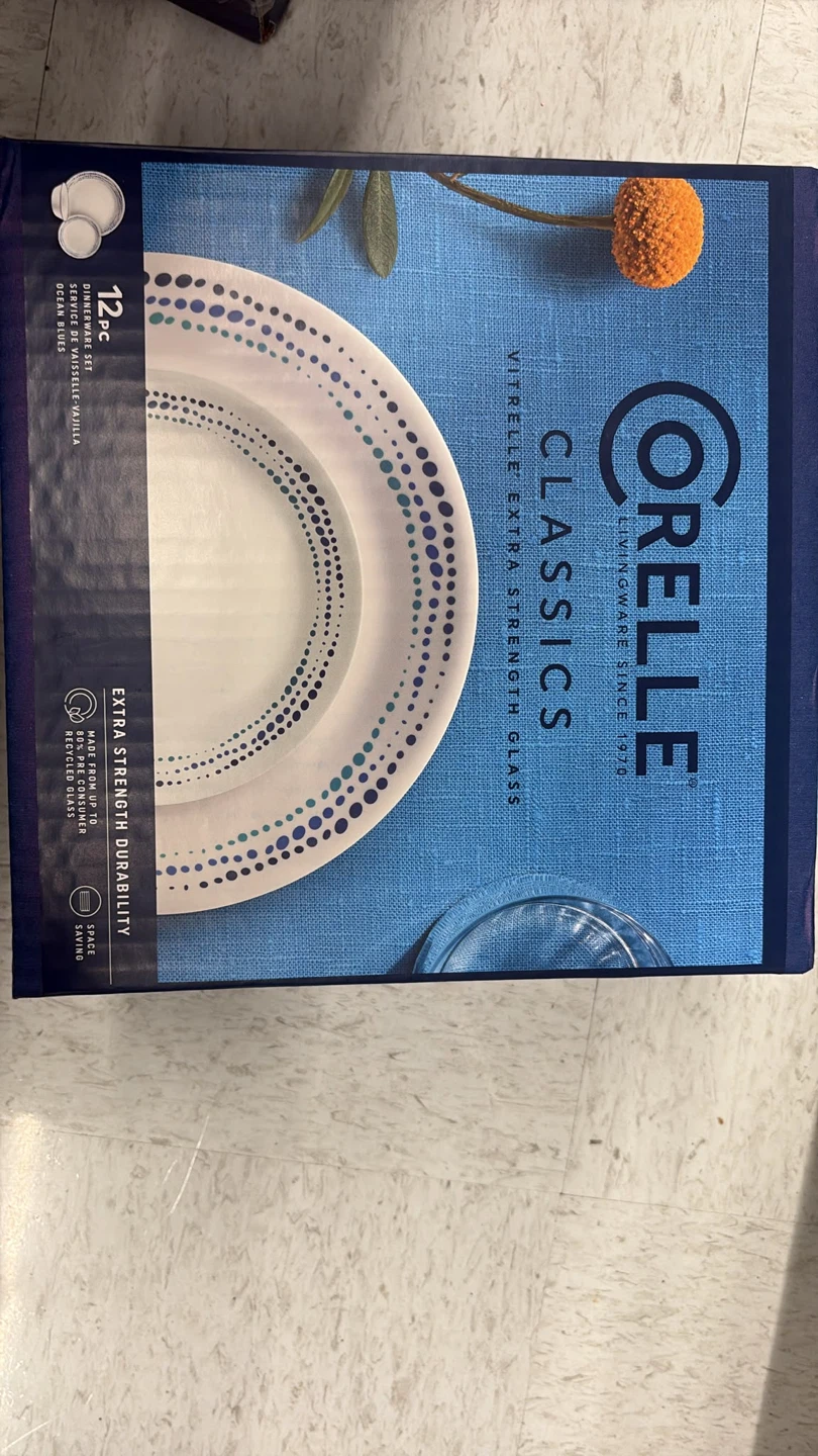 Brand New Corelle Classics 12pc Dinnerware Set - Ocean Blues