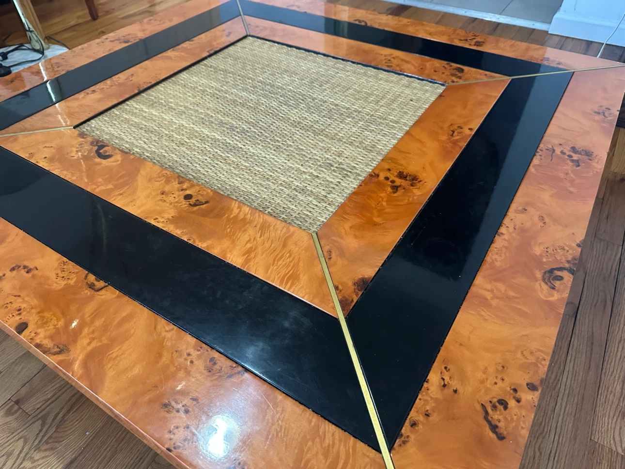 Burlwood & Cane Square Cocktail Table - photo 2