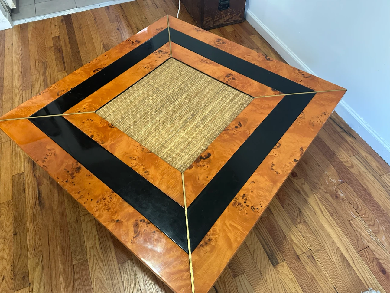 Burlwood & Cane Square Cocktail Table - photo 4