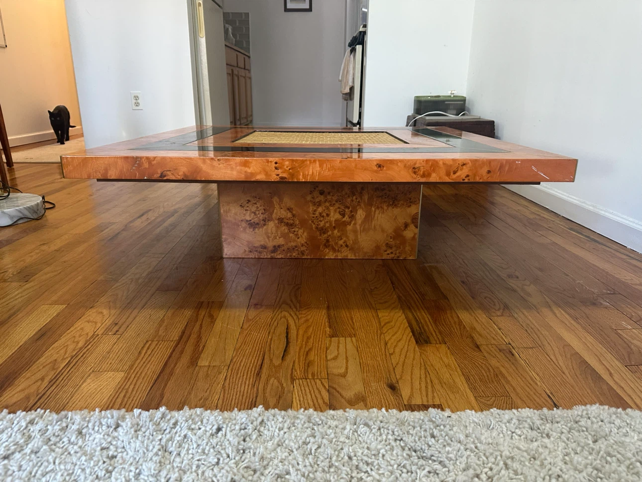 Burlwood & Cane Square Cocktail Table - photo 5